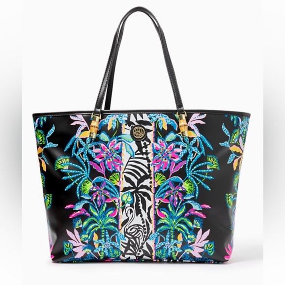 NWT NIP Lilly Pulitzer Meena X large tote Onyx Paradise Glow - Picture 1 of 9